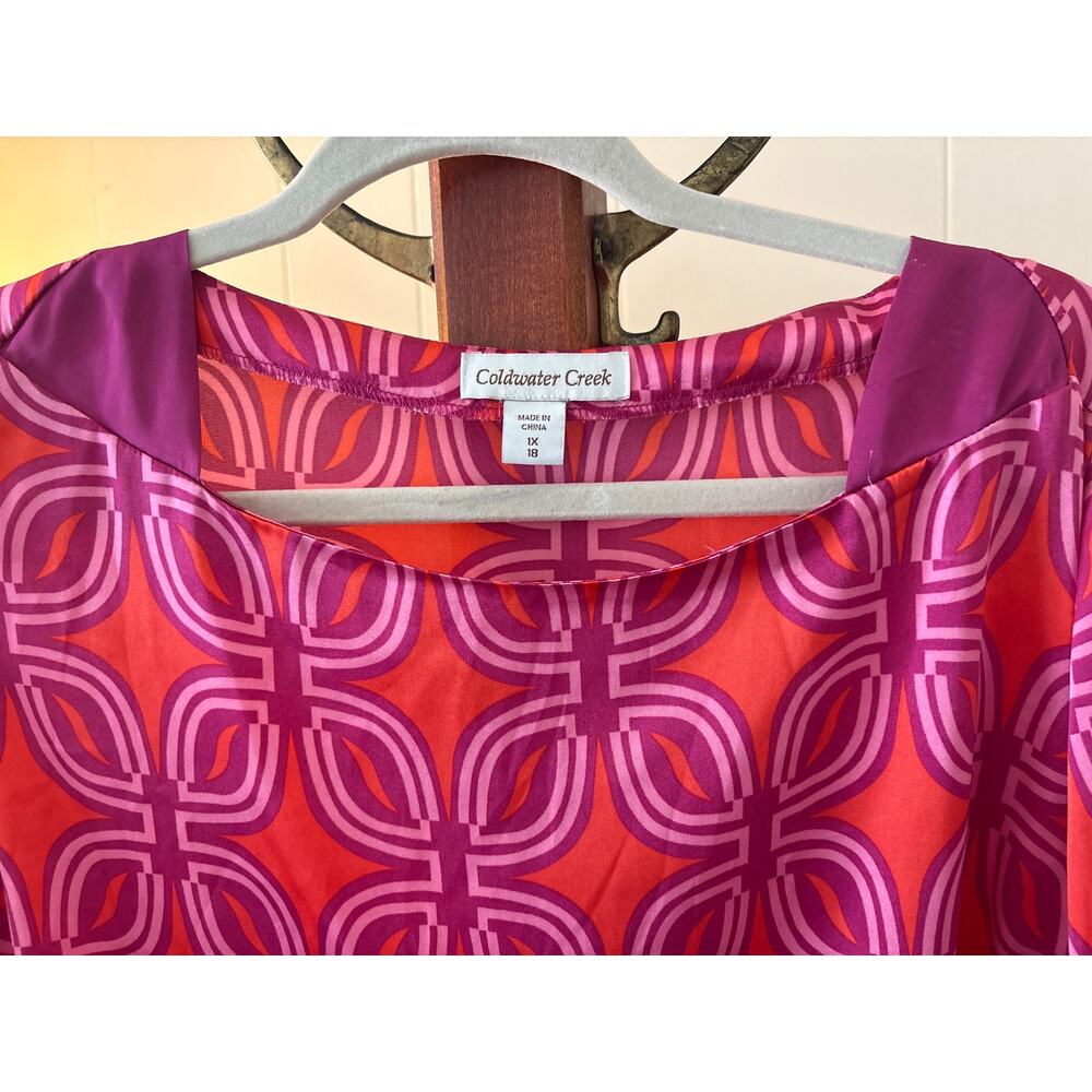 Coldwater Creek Purple/Orange 3/4 Sleve Blouse - Picture 2 of 6